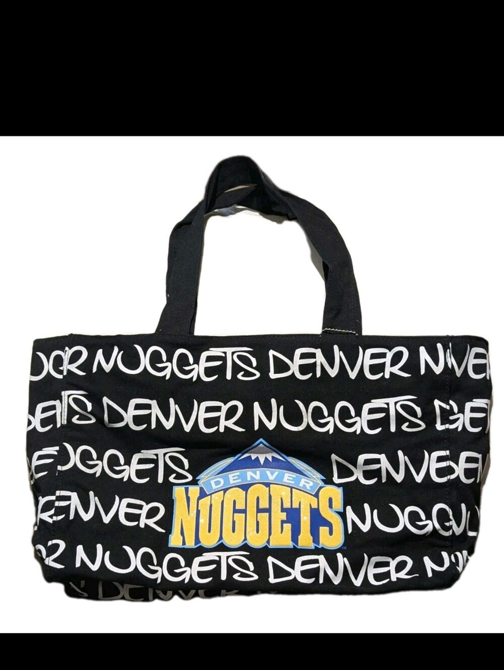 Robin Ruth Denver Nuggets Tote Hand Bag Black Glitter Women Purse Top Zip Handle
